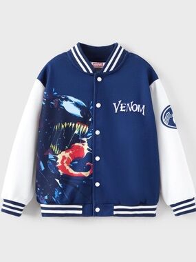 Marvel Venom Graphic Varsity bomber Jacket - Navy & White